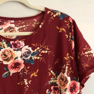 Burgundy Women’s Floral Top Size XXL